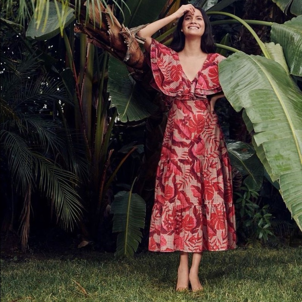 H&M x Johanna Ortiz Eyelet Ruffle Dress Medium